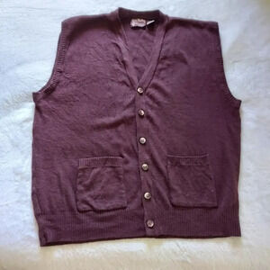 Vintage Brian‎ MacNeil Brown Sweater Button Down Vest